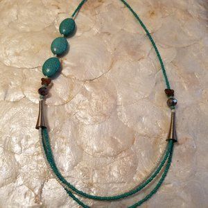 Fashion Oval Turquoise Blue Color Stone Necklace